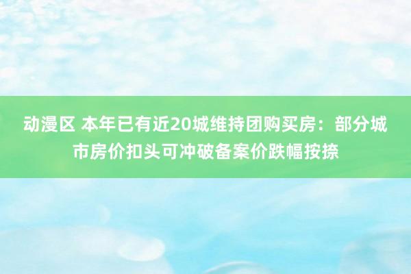 动漫区 本年已有近20城维持团购买房：部分城市房价扣头可冲破备案价跌幅按捺