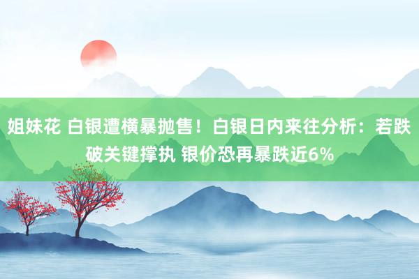 姐妹花 白银遭横暴抛售！白银日内来往分析：若跌破关键撑执 银价恐再暴跌近6%