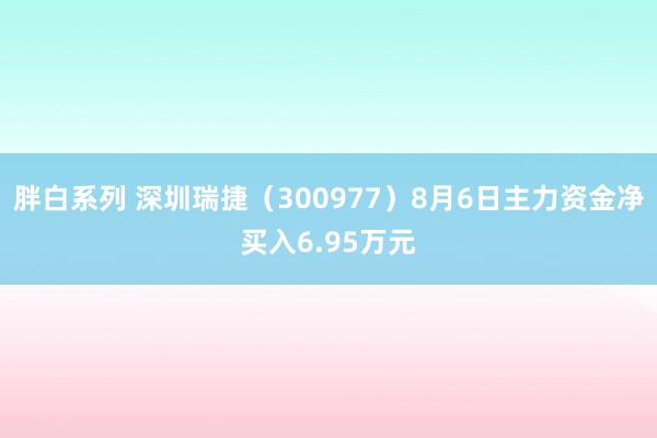 胖白系列 深圳瑞捷（300977）8月6日主力资金净买入6.95万元