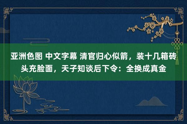 亚洲色图 中文字幕 清官归心似箭，装十几箱砖头充脸面，天子知谈后下令：全换成真金