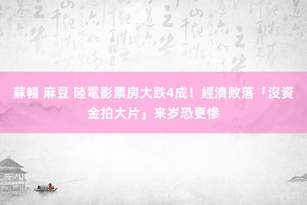 蘇暢 麻豆 陸電影票房大跌4成！經濟败落「沒資金拍大片」来岁恐更慘